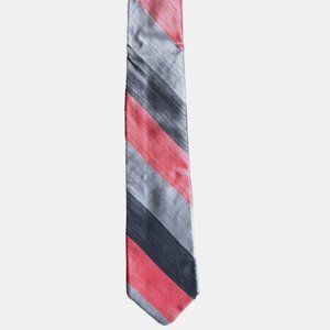 Carter Holmes Men's Silk Neck Tie Diagonal Striped Peach Gray Professional
